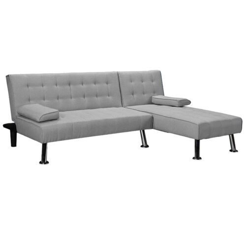 Γωνιακός καναπές-κρεβάτι αναστρέψιμος Brisk pakoworld γκρι ύφασμα 200x146x75εκ